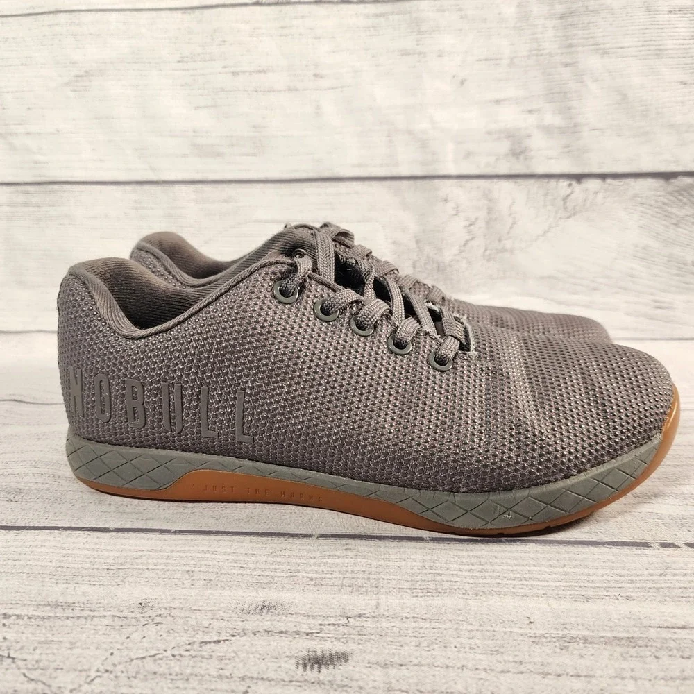 NOBULL SuperFabric Trainer Grey Gum Sole Womens 8.5 Mens 7 Cross Training Shoes